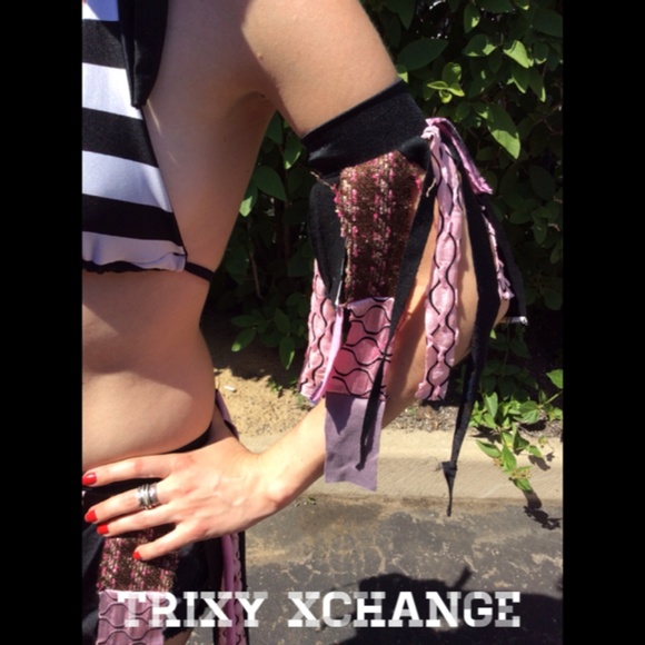 Trixy Xchange Accessories - SOLD Pink & Brown Patchwork Fringe Arm Tie